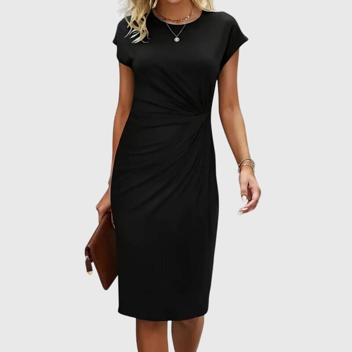 Anouk | Abito Midi Premium a Maniche Corte Elegante
