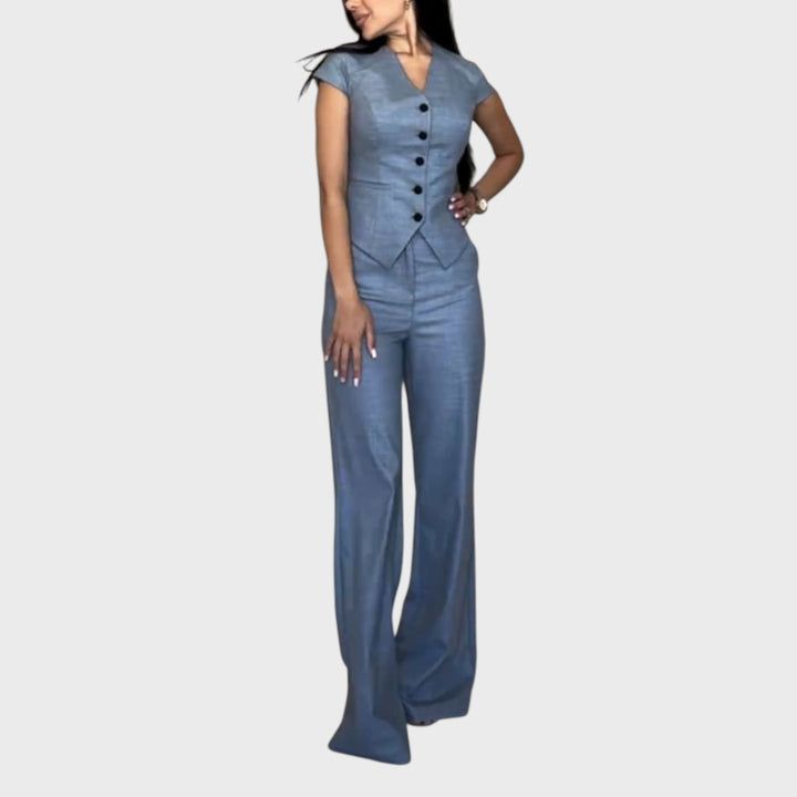 Lidia | Set Artigianale con Top a V e Pantaloni