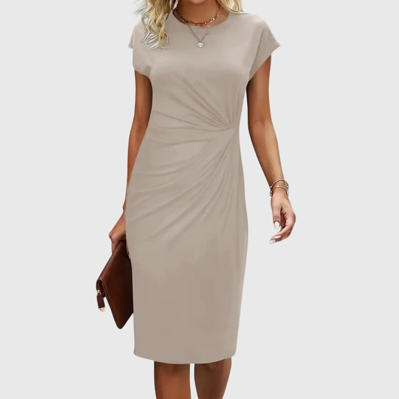 Anouk | Abito Midi Premium a Maniche Corte Elegante