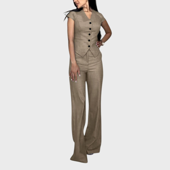 Lidia | Set Artigianale con Top a V e Pantaloni