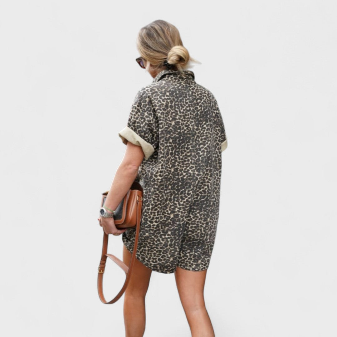 Caterina | Elegante abito camicia leopardato