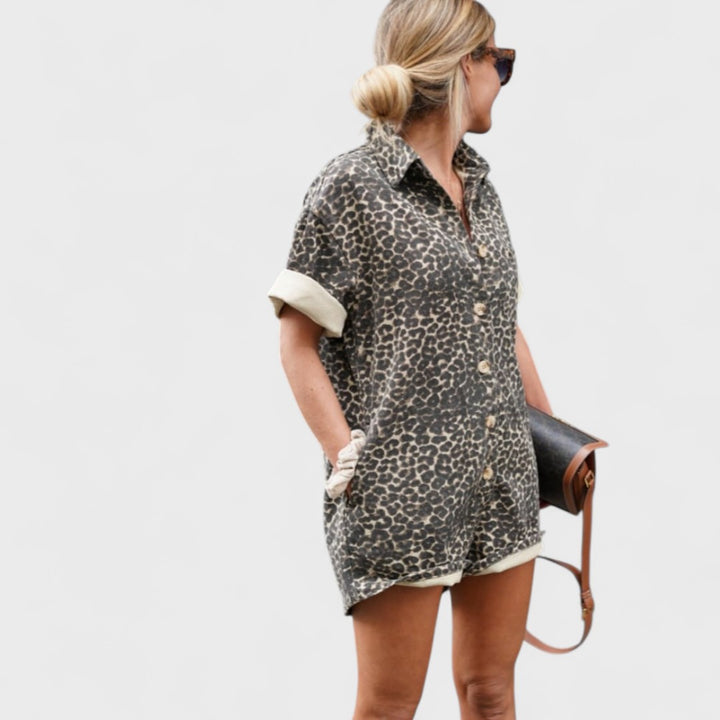 Caterina | Elegante abito camicia leopardato