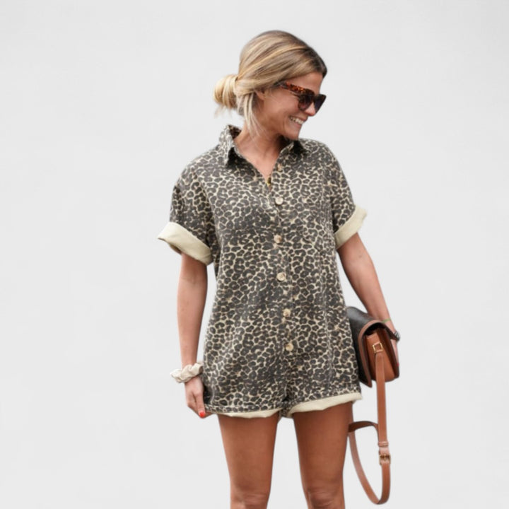 Caterina | Elegante abito camicia leopardato