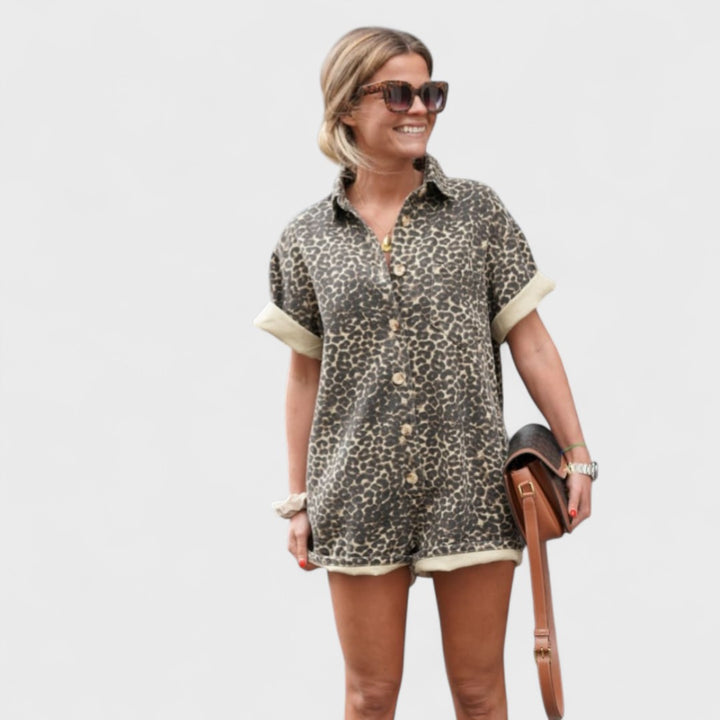 Caterina | Elegante abito camicia leopardato