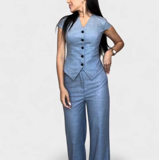 Lidia | Set Artigianale con Top a V e Pantaloni