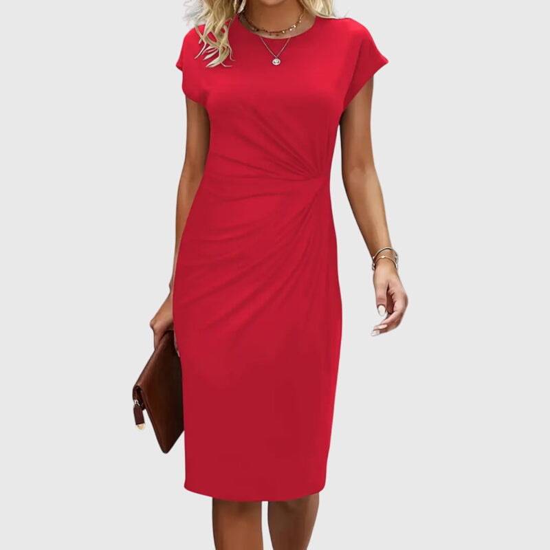 Anouk | Abito Midi Premium a Maniche Corte Elegante