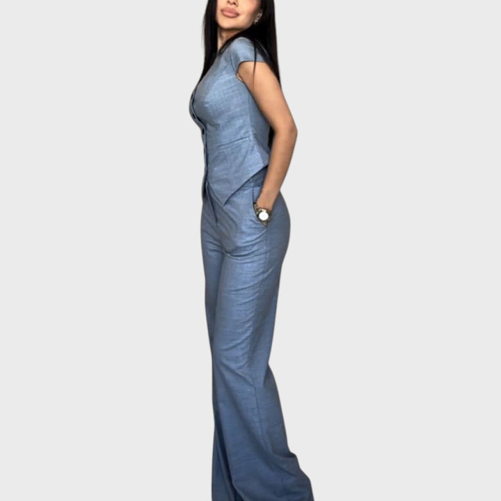 Lidia | Set Artigianale con Top a V e Pantaloni