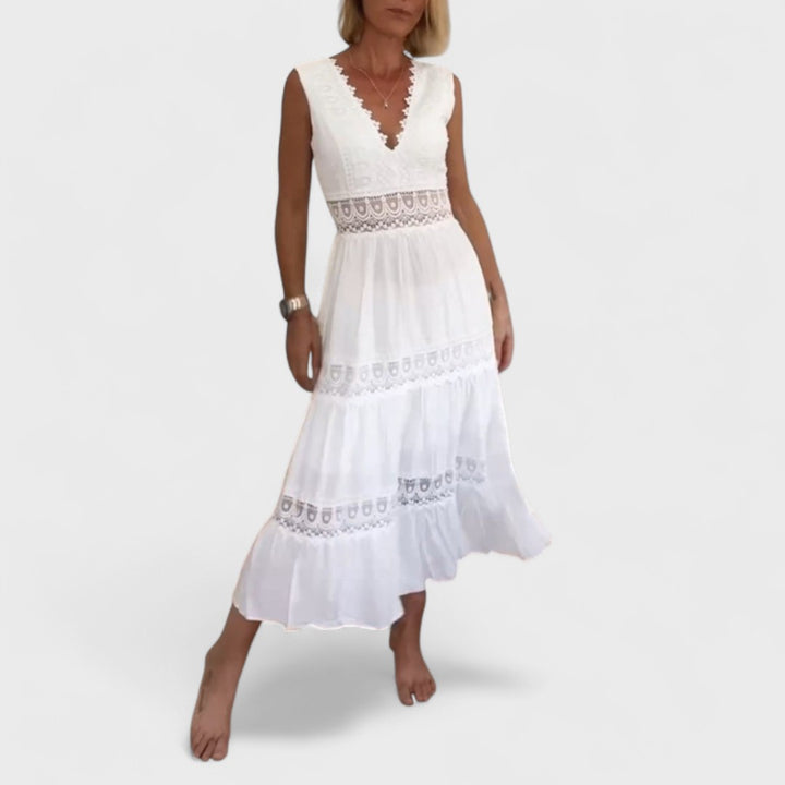 Paola | Abito Midi Senza Maniche in Stile Boho Fatti a Mano
