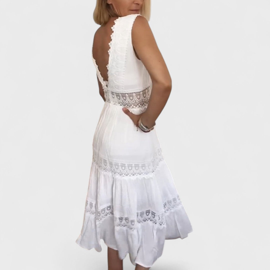 Paola | Abito Midi Senza Maniche in Stile Boho Fatti a Mano